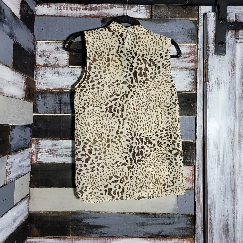 Mark. Animal Print Tie Infront Button Up Tanktop - Picture 3 of 7